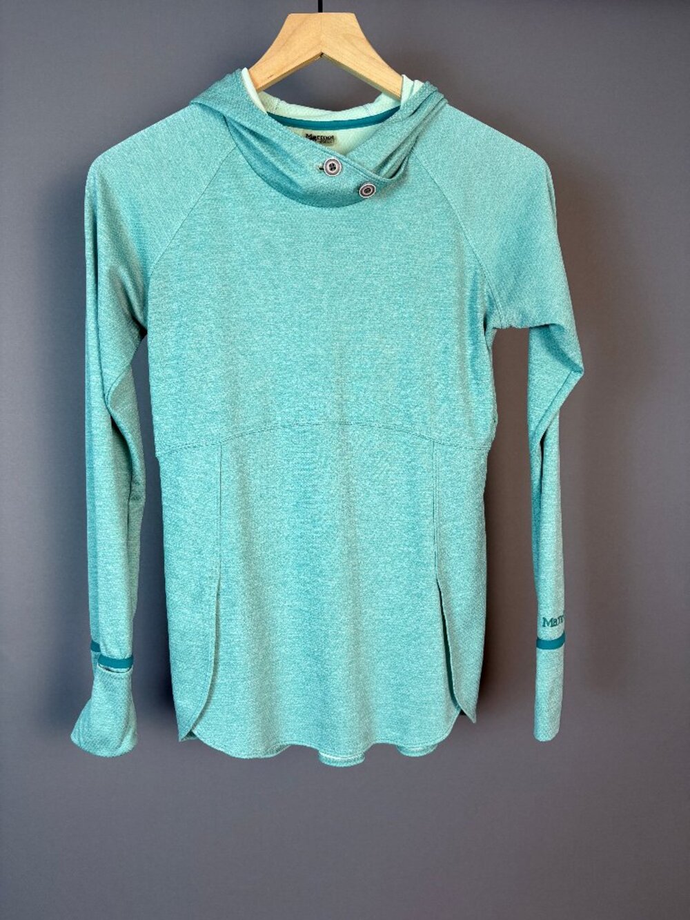 Marmot Sunrift Hoody Women’s Small Teal UPF 50 Hiking Active Top